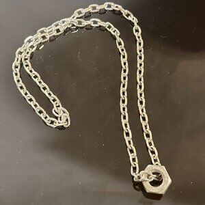 Silver Stainless Steel Strand Necklace Punk Rock Modern Gift Nuts Bolts
